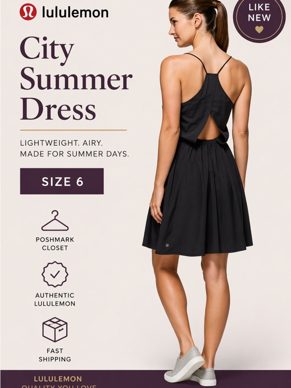 lululemon athletica Black Open-Back Summer Dress